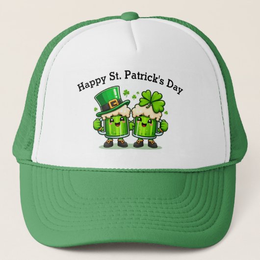 Happy St Patrick's Day Green Beer Trucker Pet (Voorkant)