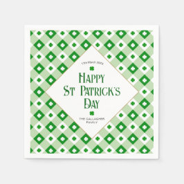 Happy St Patrick's Day Green Clover-naam Servet