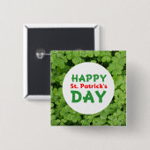 Happy St.Patrick's Day green clover pinback button (Voorkant /achterkant)