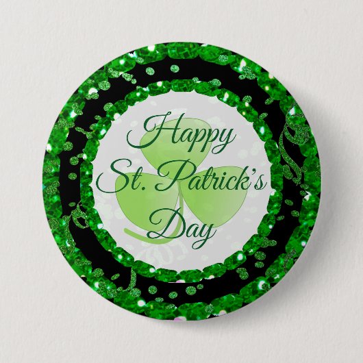 Happy St Patrick's Day Green Confetti Button (Voorkant)