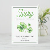 Happy St Patrick's Day Green Four Leaf Clover Luck Feestdagenkaart (Staand voorkant)