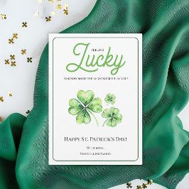 Happy St Patrick's Day Green Four Leaf Clover Luck Feestdagenkaart