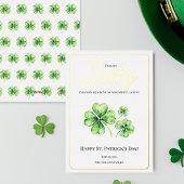 Happy St Patrick's Day Green Four Leaf Clover Luck Folie Feestdagenkaart