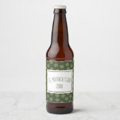 Happy St. Patrick's Day Green Four Leaf Clovers Bier Etiket (Voorkant)