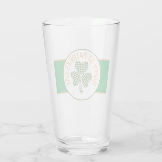 Happy St Patrick's Day Green Gingham Shamrock Glas (Achterkant)