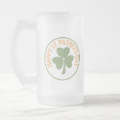 Happy St Patrick's Day Green Gingham Shamrock Matglas Bierpul (Links)