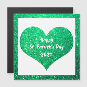Happy St Patrick's Day Green Glitter Heart Cute