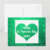 Happy St Patrick's Day Green Glitter Heart Cute Briefkaart (Voorkant / Achterkant)