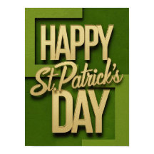 Happy St. Patrick's Day Green Gold Poster