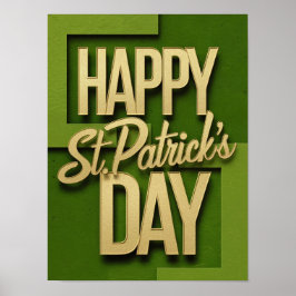 Happy St. Patrick's Day Green Gold Poster