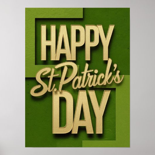 Happy St. Patrick's Day Green Gold Poster (Voorkant)