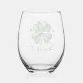 Happy St. Patrick's Day Green & Gold Shamrock Wijnglas Zonder Voet (Achterkant)