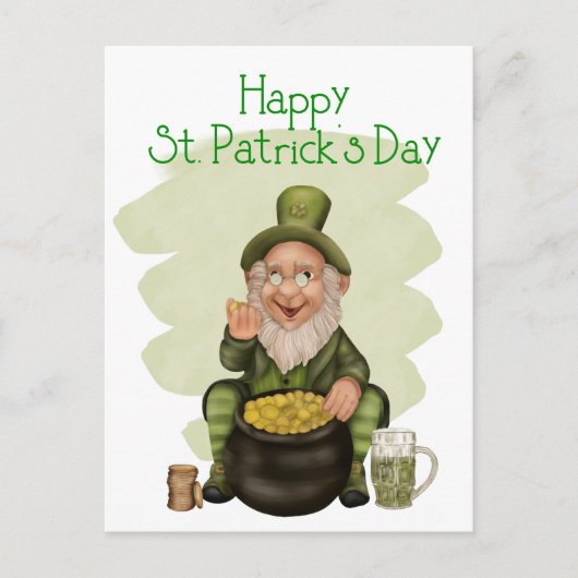 Happy St. Patrick's Day Green Leprechaun Briefkaar Briefkaart (Voorkant)