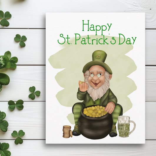 Happy St. Patrick's Day Green Leprechaun Briefkaar Briefkaart
