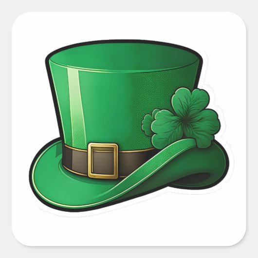 Happy St Patrick's Day Green Leprechaun Pet Vierkante Sticker (Voorkant)