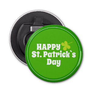 Happy St Patrick's day Green Lucky Shamrock Button Flesopener