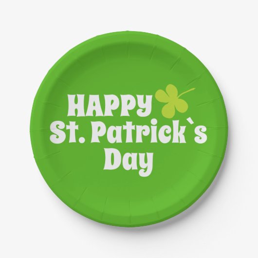 Happy St Patrick's day Green Lucky Shamrock Papieren Bordje (Voorkant)