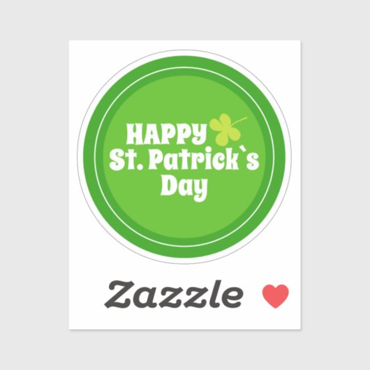 Happy St Patrick's day Green Lucky Shamrock Sticker (Vel)