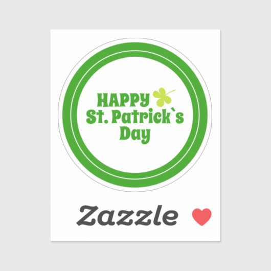 Happy St Patrick's day Green Lucky Shamrock Sticker (Vel)