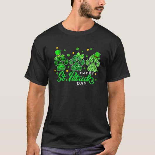 Happy St Patricks Day, Green Plaid Dog Mom Funny P T-shirt (Voorkant)