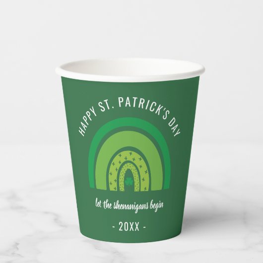 Happy St Patricks Day Green Rainbow Irish Shamrock Papieren Bekers (Voorkant)