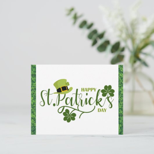 Happy St Patricks Day Green Shamrock Briefkaart (Staand voorkant)