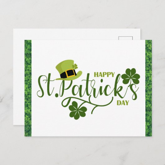 Happy St Patricks Day Green Shamrock Briefkaart (Voorkant / Achterkant)