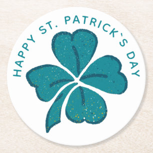 Happy St. Patrick's Day Green Shamrock Clover Ronde Kartonnen Onderzetter