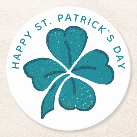 Happy St. Patrick's Day Green Shamrock Clover Ronde Kartonnen Onderzetter (Voorkant)