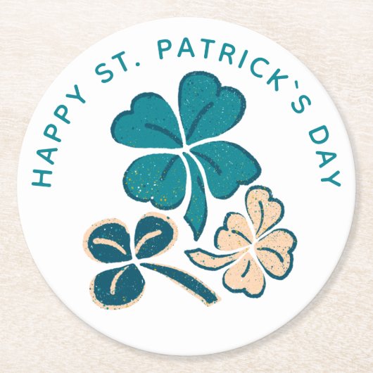 Happy St. Patrick's Day Green Shamrock Clover Ronde Kartonnen Onderzetter (Voorkant)