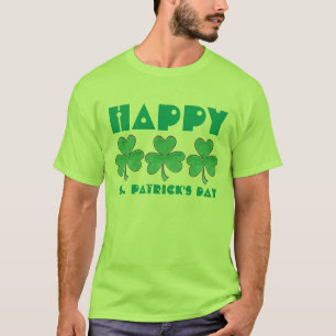 Happy St. Patrick's Day Green Shamrock Clover T-shirt