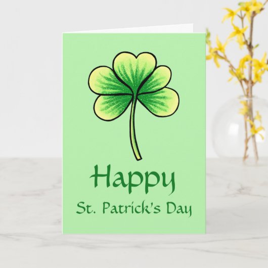 Happy St Patrick's Day Green Shamrock Greeting Kaart (Gele Bloem)