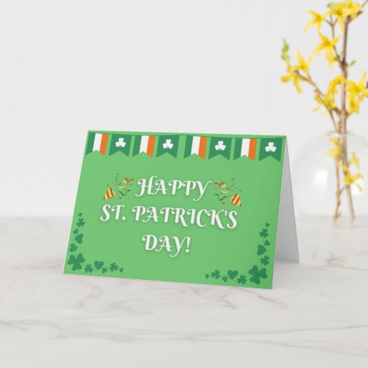 Happy St. Patrick's Day Green Shamrock Kaart (Gele Bloem)