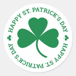 Happy St. Patrick's Day Green Shamrock Leaf Ronde Sticker