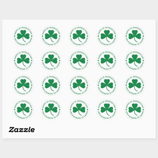 Happy St. Patrick's Day Green Shamrock Leaf Ronde Sticker (Vel)