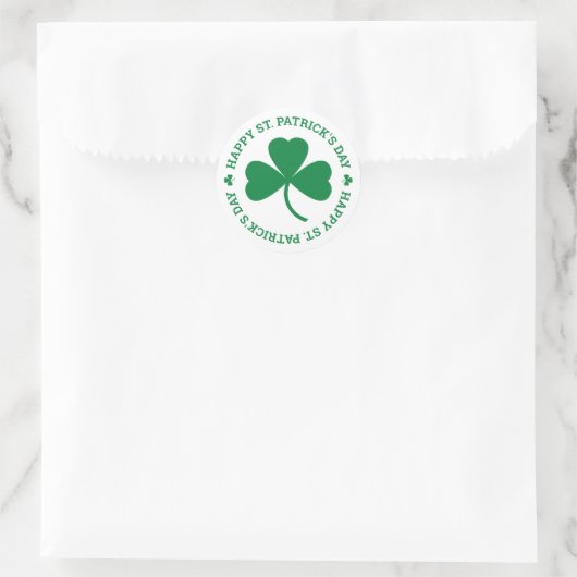 Happy St. Patrick's Day Green Shamrock Leaf Ronde Sticker (Tas)