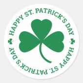 Happy St. Patrick's Day Green Shamrock Leaf Ronde Sticker (Voorkant)