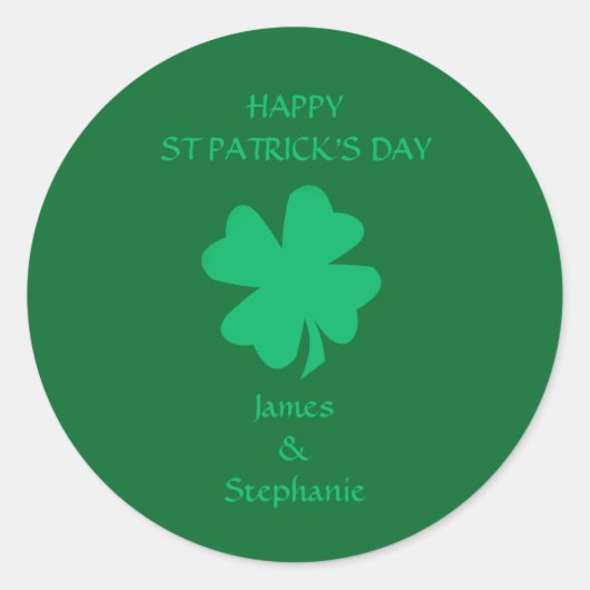 Happy St Patrick's Day Green Shamrock Naam 2024 Ronde Sticker (Voorkant)