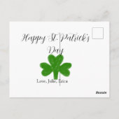 Happy St. Patrick's day green shamrock name  Briefkaart (Achterkant)