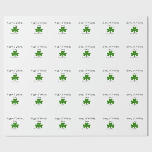 Happy St. Patrick's day green shamrock name  Cadeaupapier (Vlak)