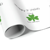 Happy St. Patrick's day green shamrock name  Cadeaupapier (Rol Hoek)