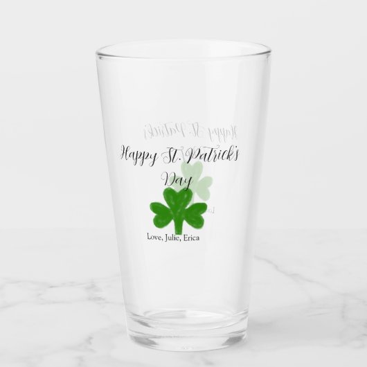 Happy St. Patrick's day green shamrock name  Glas (Voorkant)