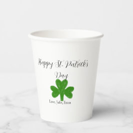 Happy St. Patrick's day green shamrock name  Papieren Bekers