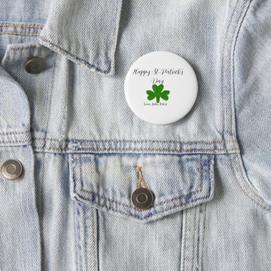 Happy St. Patrick's day green shamrock name  Ronde Button 5,7 Cm (In situ)