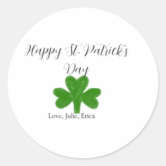 Happy St. Patrick's day green shamrock name  Ronde Sticker (Voorkant)