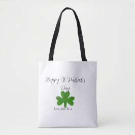 Happy St. Patrick's day green shamrock name  Tote Bag