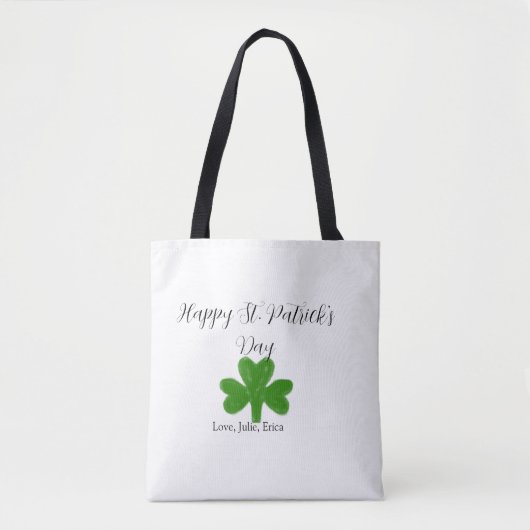 Happy St. Patrick's day green shamrock name  Tote Bag (Voorkant)