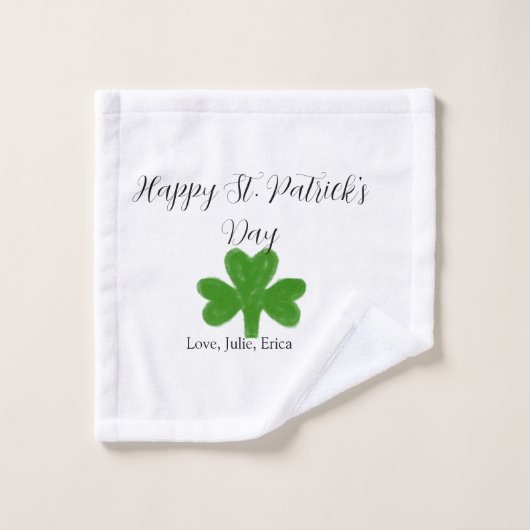 Happy St. Patrick's day green shamrock name  Washandje (Wasdoekje)