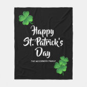 Happy St Patricks Day Green Shamrock Personalized Fleece Deken (Voorkant)