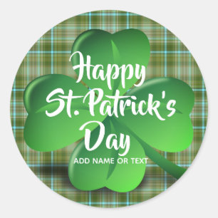 Happy St Patricks Day Green Shamrock Personalized Ronde Sticker